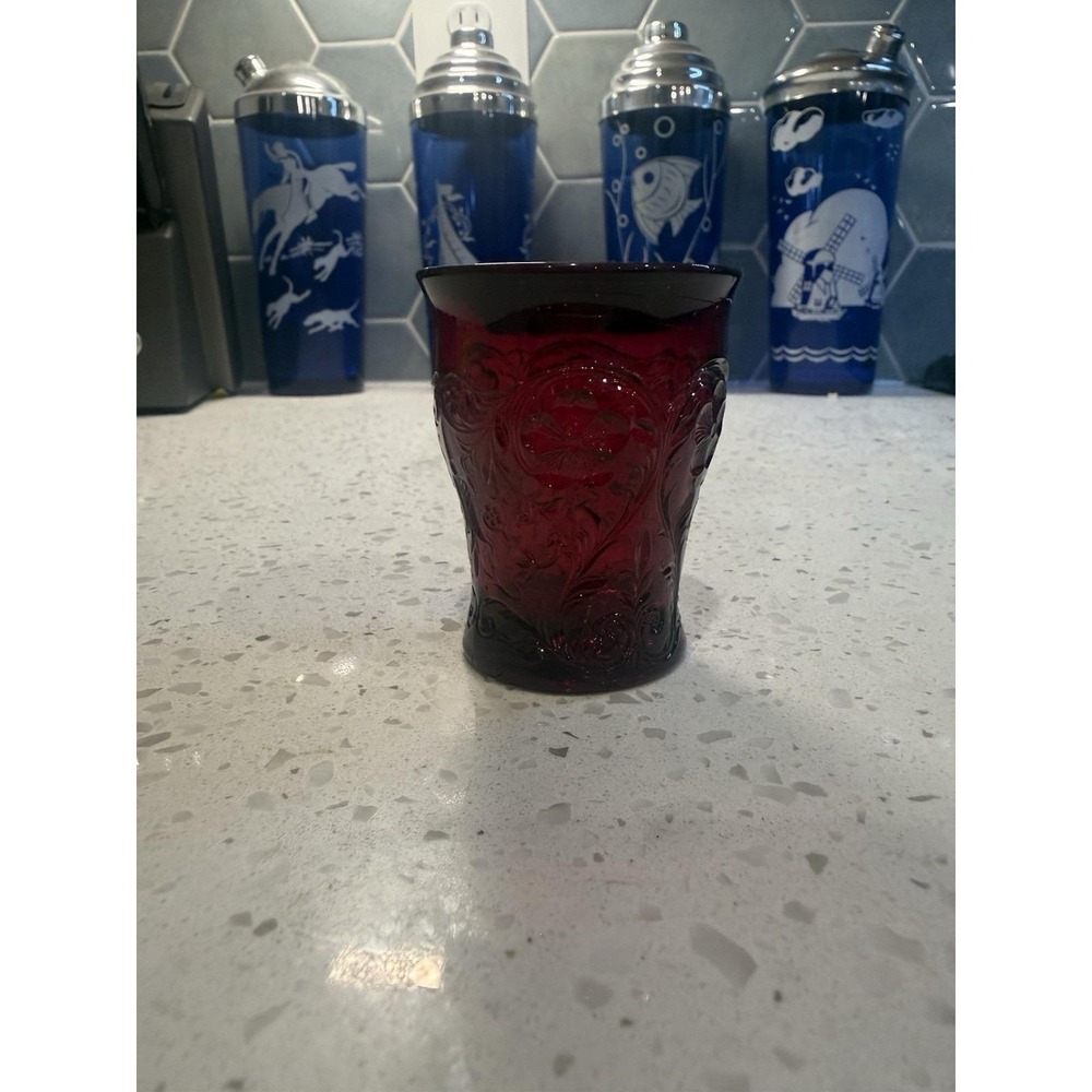 McKee Rock Crystal Ruby Red 2.5oz  Whiskey Shot Glass EAPG Depression Glass